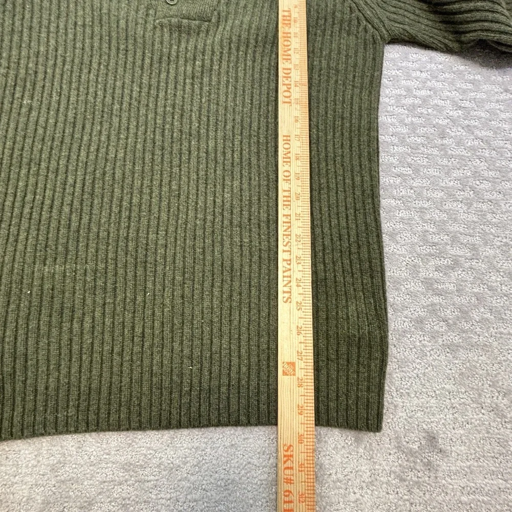 L.L. Bean Sweater Mens Large Tall Green Pullover Wool Commando Henley Military
